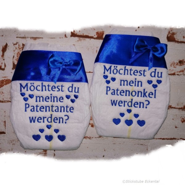Bestickte Windel Taufen Patenonkel und Patentante